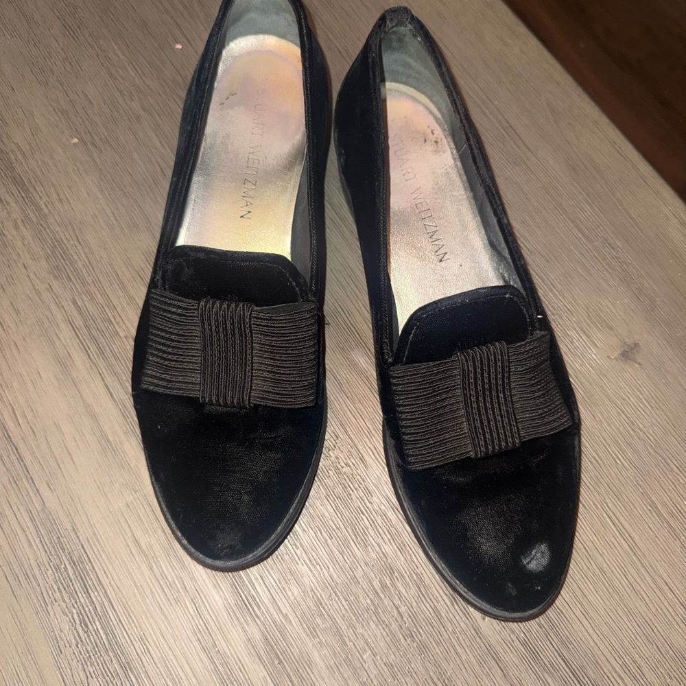 Stuart Weitzman Black Velvet Loafers